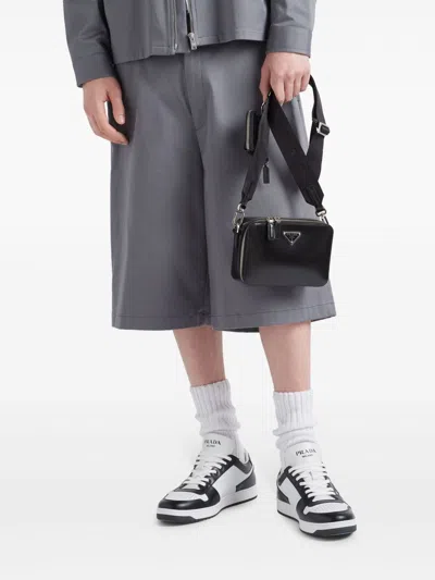 Prada White/black Leather Sneaker Downtown In White