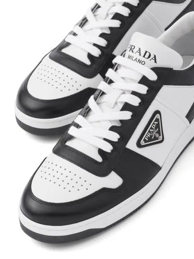 Prada White/black Leather Sneaker Downtown In White