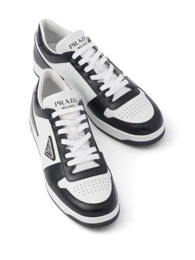 Prada White/black Leather Sneaker Downtown In White