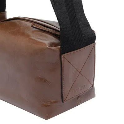 Uma Wang Leather Rectangular Shoulder Bag In Brown