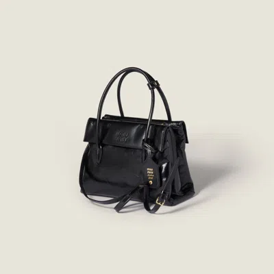 Miu Miu Solitaire Bag In Shiny Leather In Black