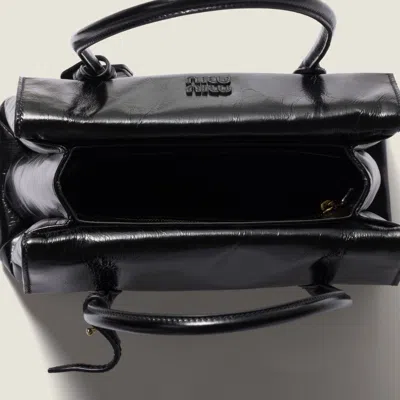 Miu Miu Solitaire Bag In Shiny Leather In Black