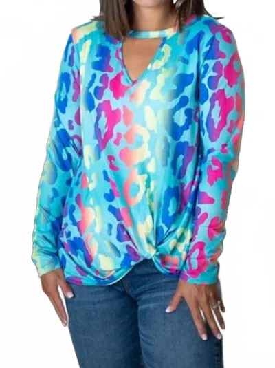 Shirley Stone Animal Keyhole Knot Top In Multi In Multi