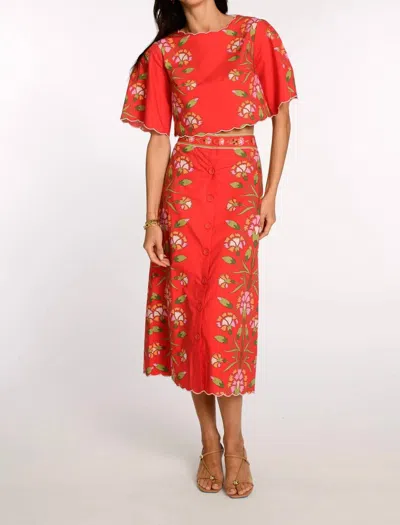 Elizabeth James The Label Frannie Skirt-indian Flower In Red In Multi