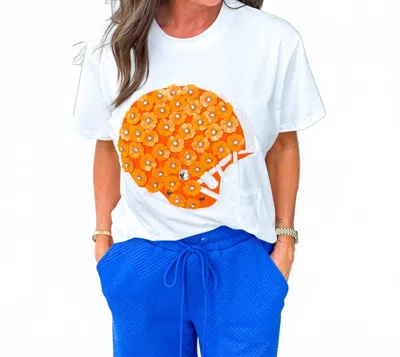 Queen Of Sparkles Helmet Tee In Orange In Multi