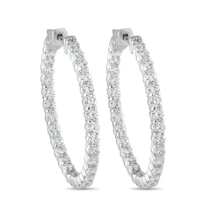 Lb Exclusive 14k White Gold 4.25ct Lab-grown Diamond Inside-out Hoop Earrings Mf26-072225 In Metallic