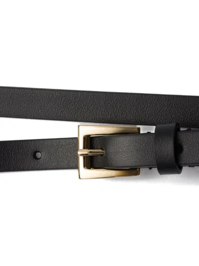 Prada Leather Square-buckle Belt In Black