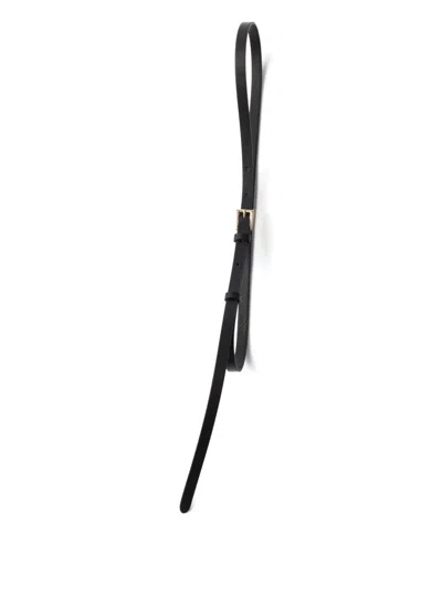 Prada Leather Square-buckle Belt In Black
