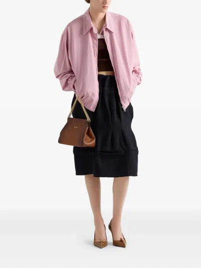 Prada Chevron-pattern Wool Skirt In Black