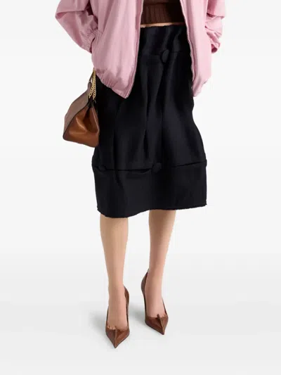 Prada Chevron-pattern Wool Skirt In Black