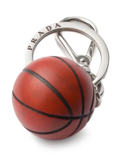 Prada Basketball Themed Metal Keychain Accessory In Orange