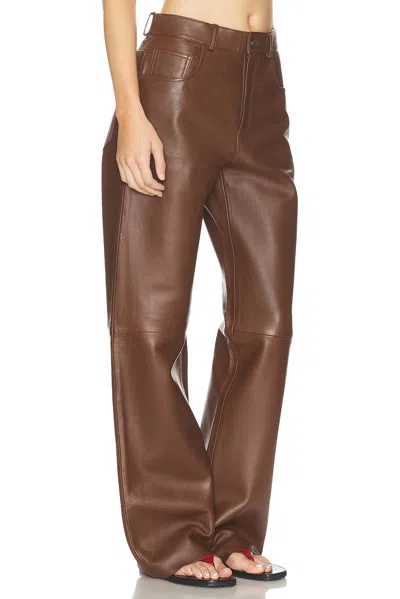 Haikure Five-pocket Leather Pants In Brown