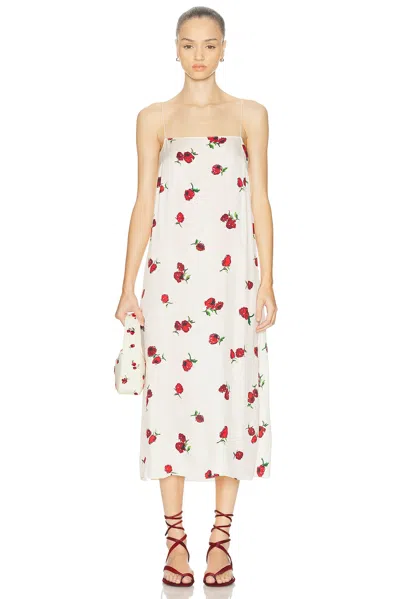Khaite Sicily Floral-print Silk Midi Slip Dress In White