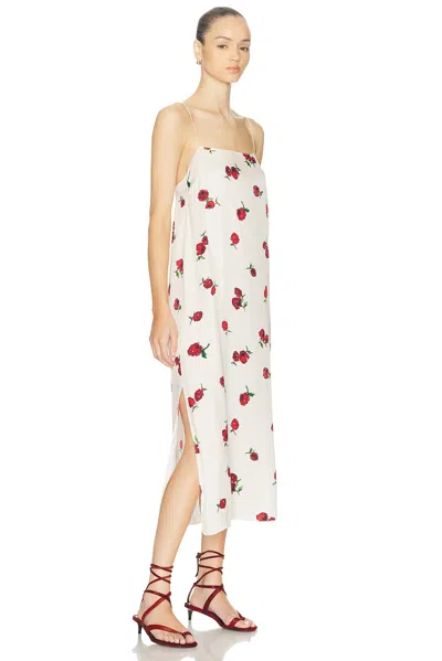 Khaite Sicily Floral-print Silk Midi Slip Dress In White