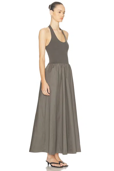 St Agni Gathered Halter Maxi Dress In Khaki