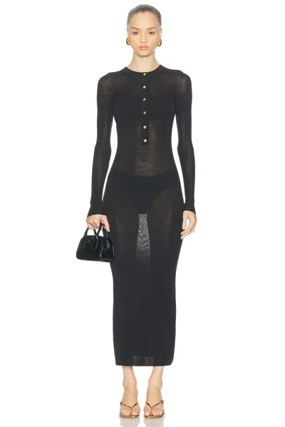 Versace Long Sleeve Sheer Dress In Black