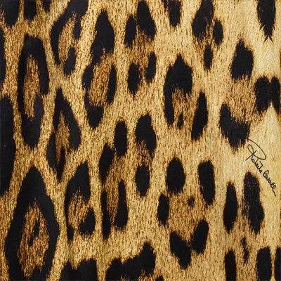 Roberto Cavalli Silk Shirt With Jaguar Skin Print In Brown