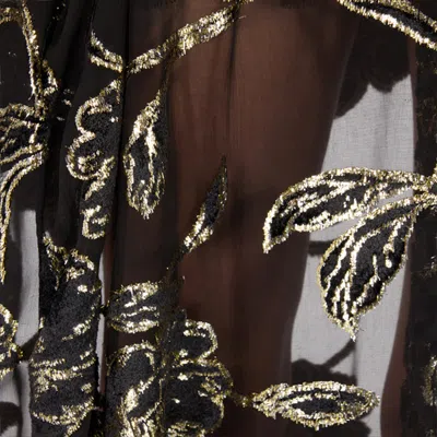 Roberto Cavalli See-through Robe With Floral Pattern In Black