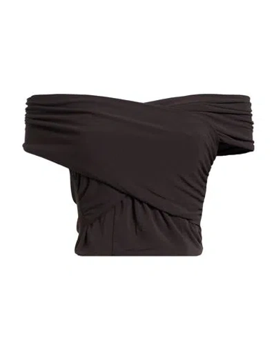 Mem.js Mem. Js Woman Top Chocolate Brown Size Xs Acetate, Nylon, Elastane In Brown