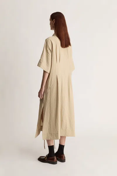 Lee Mathews Maggie Shirt Midi Dress In Neutral