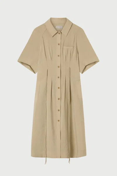 Lee Mathews Maggie Shirt Midi Dress In Neutral