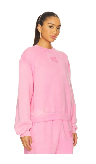 Alexander Wang Puff Logo Sweatshirt In Structured Terry In Pink