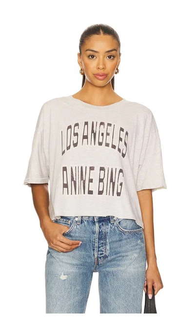 Anine Bing Graphic Print Cropped T-shirt With Short Sleeves In Gray