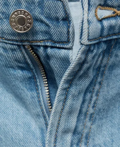 Mango Mid-rise Denim Bermuda Shorts With Pleats Light Blue In Blue