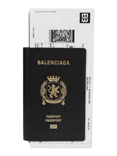 Balenciaga Passport Matte Soft Leather Phone Holder In Black