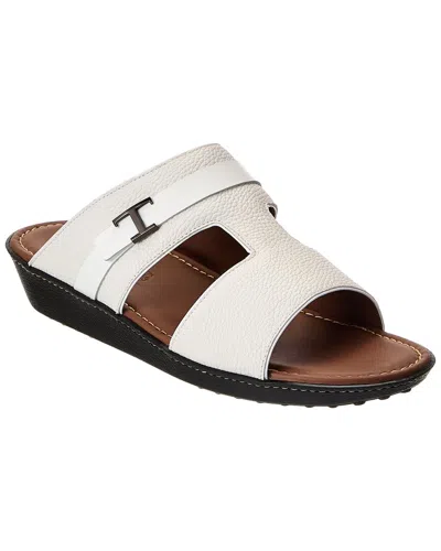 Tod's Leather Buckle Sandals In White