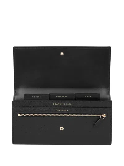 Smythson Womens Black Marshall Panama Cross-grain Leather Travel Wallet In Black