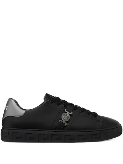 Versace Greca La Medusa-embellished Sneakers In Black