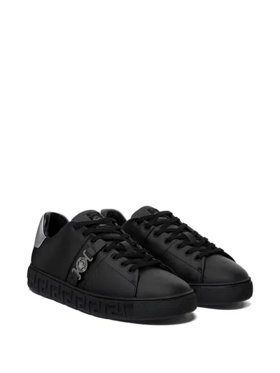 Versace Greca La Medusa-embellished Sneakers In Black