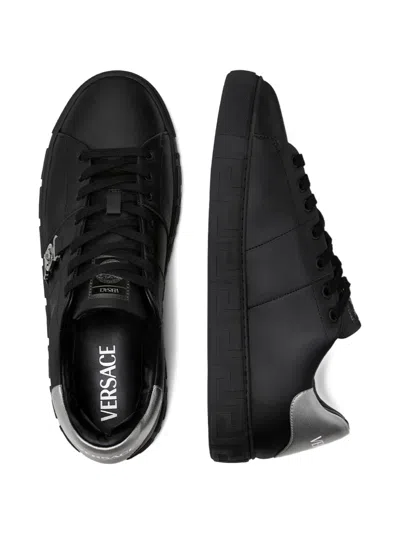Versace Greca La Medusa-embellished Sneakers In Black