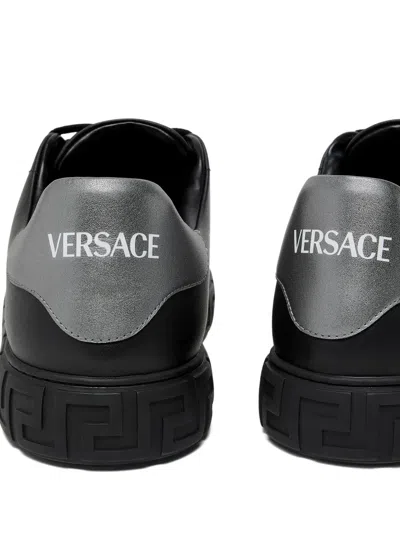 Versace Greca La Medusa-embellished Sneakers In Black