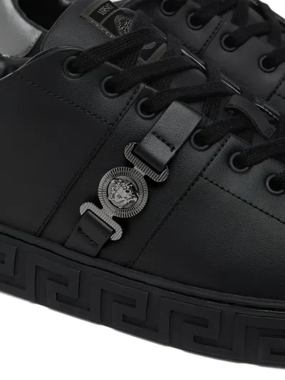 Versace Greca La Medusa-embellished Sneakers In Black
