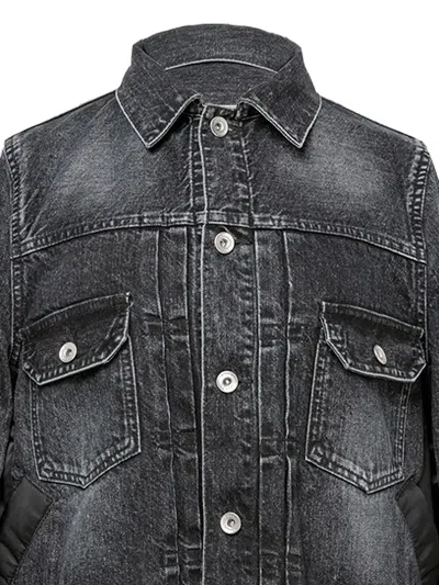Sacai Patchwork Denim Jacket In Black