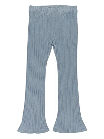 Callipygian Lurex Flared Trousers In Blue