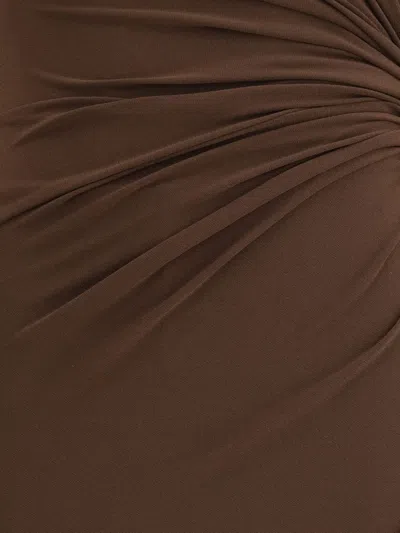 The Andamane Tessa Turtleneck Open-back Jumpsuit In Brown