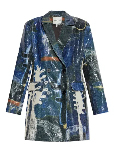 Munthe Laurelee Sequin Abstract-print Blazer In Multi