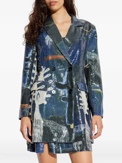 Munthe Laurelee Sequin Abstract-print Blazer In Multi