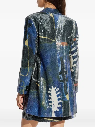 Munthe Laurelee Sequin Abstract-print Blazer In Multi