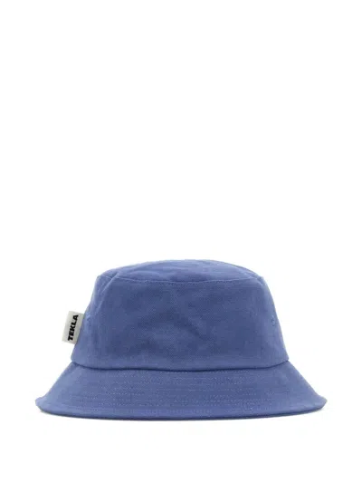Tekla Organic Cotton Bucket Hat In Blue