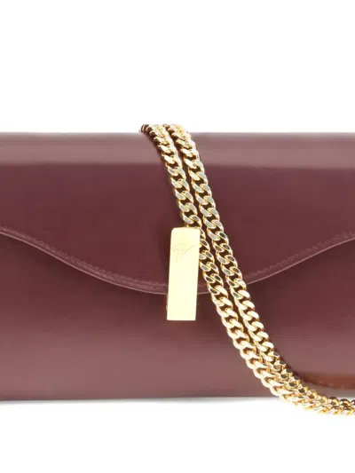 Giuseppe Zanotti Flutie Leather Clutch Bag In Brown