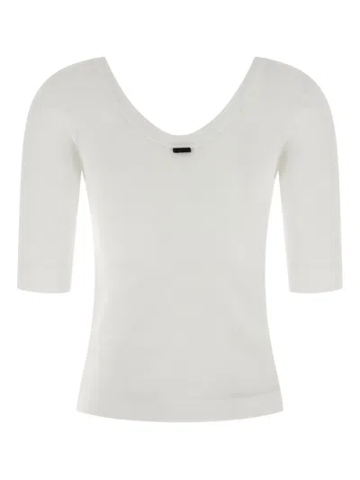 Brunello Cucinelli Ribbed Scoop Neck Stretch Fit T-shirt In Gray