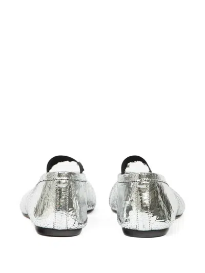 Maison Margiela Tabi Split-toe Metallic Cracked-leather Ballet Flats In Silver