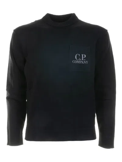 C.p. Company C.p.company Black Long-sleeved Shirt With Logo Patch On The Chest In Black