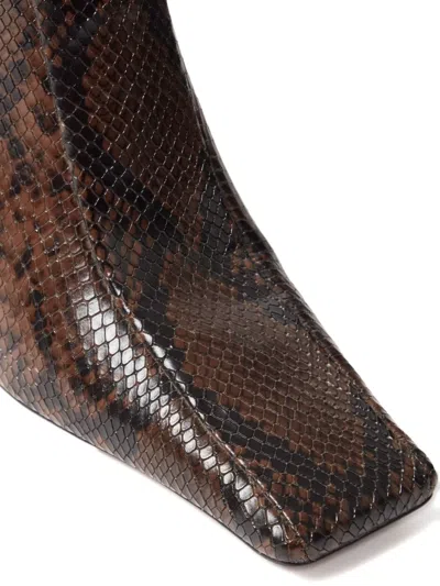 Stella Mccartney Snakeskin Embossed Square Toe Knee High Boot In Brown