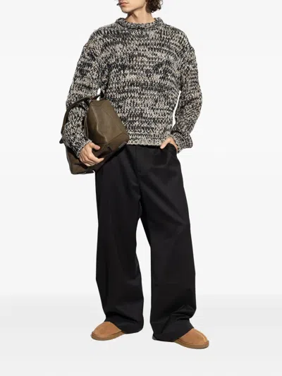 Lemaire Wool-blend Melange Sweater In Gray