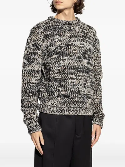 Lemaire Wool-blend Melange Sweater In Gray